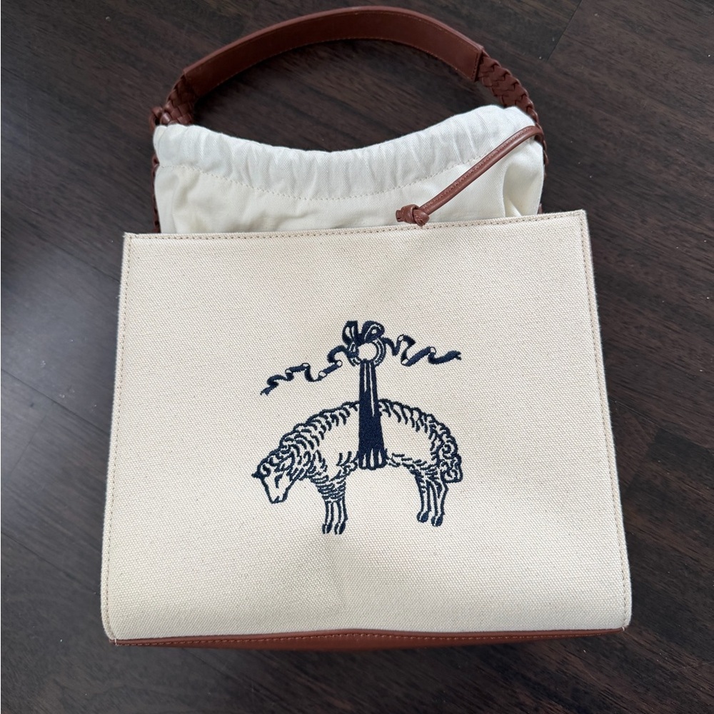Elegant Cream and Brown Tote Bag